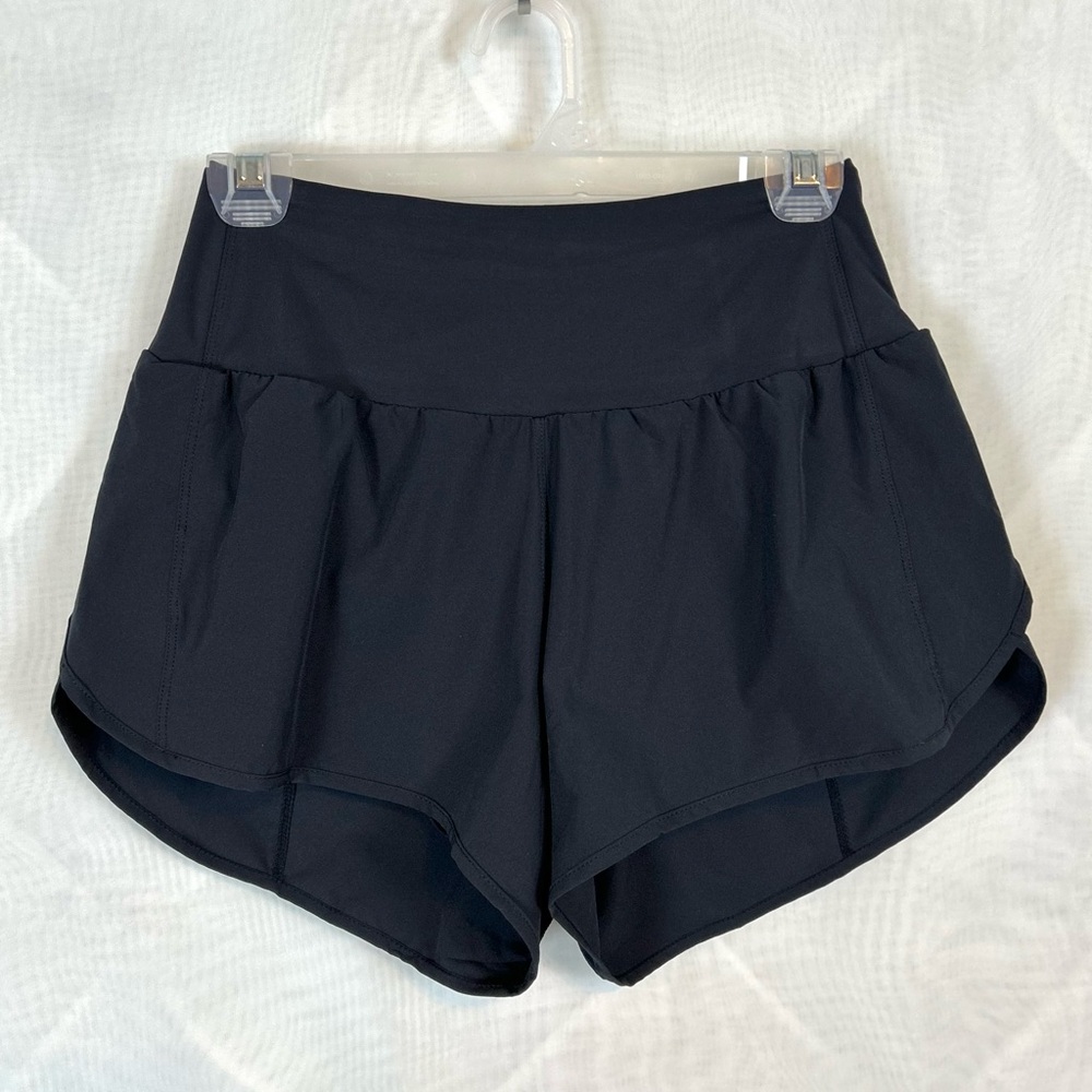 New Womens Black Gym to Swim Shorts With Underbriefs / Small